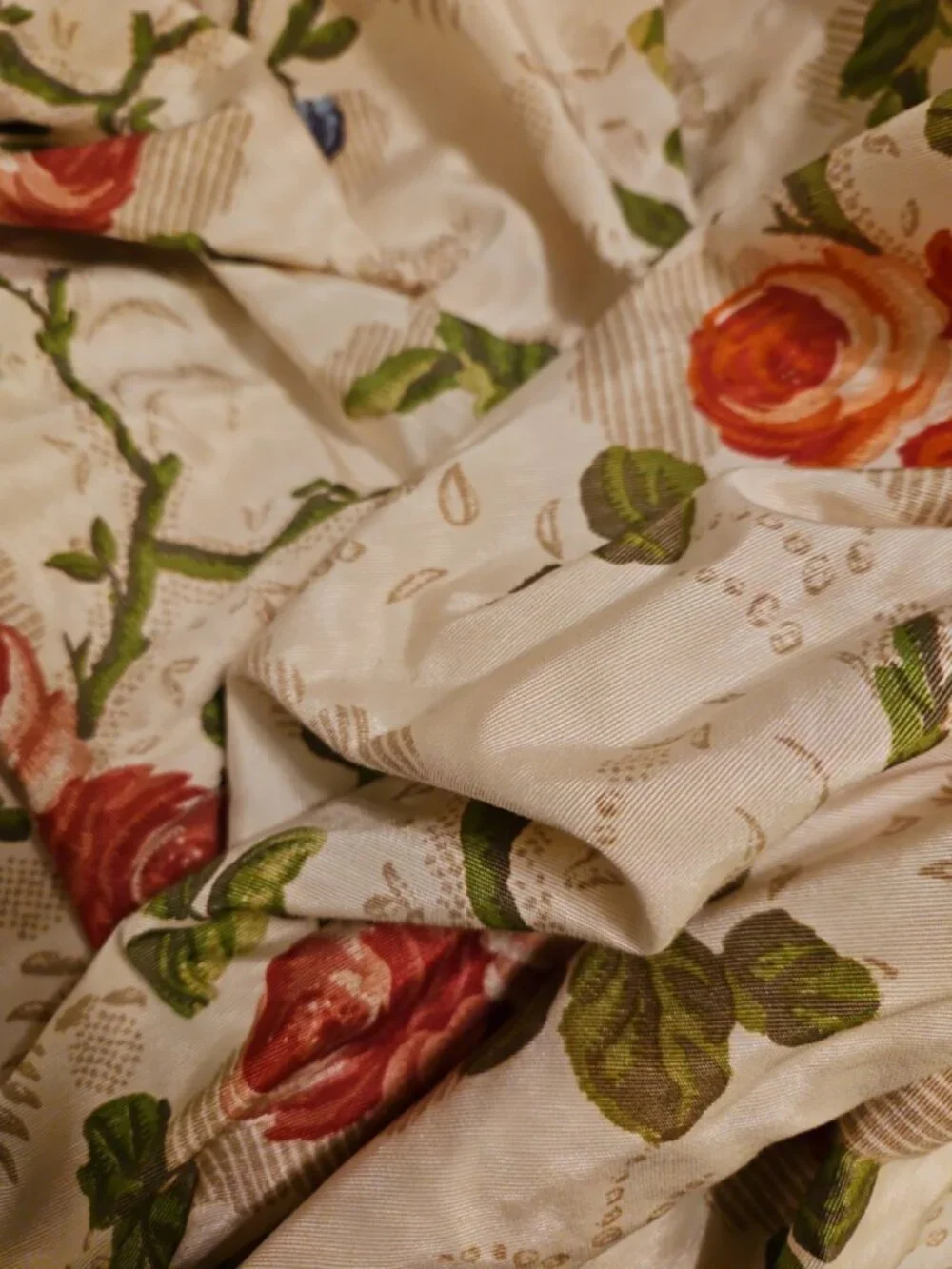 Vintage Custom Made Silk Balloon Valance Curtain Drapery Window Treatment Chintz